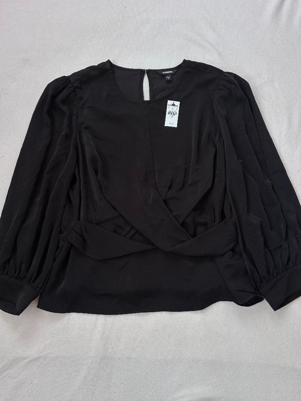 Express Women's Long Sleeve Twist Front Blouse | NWT | Black | Size XL